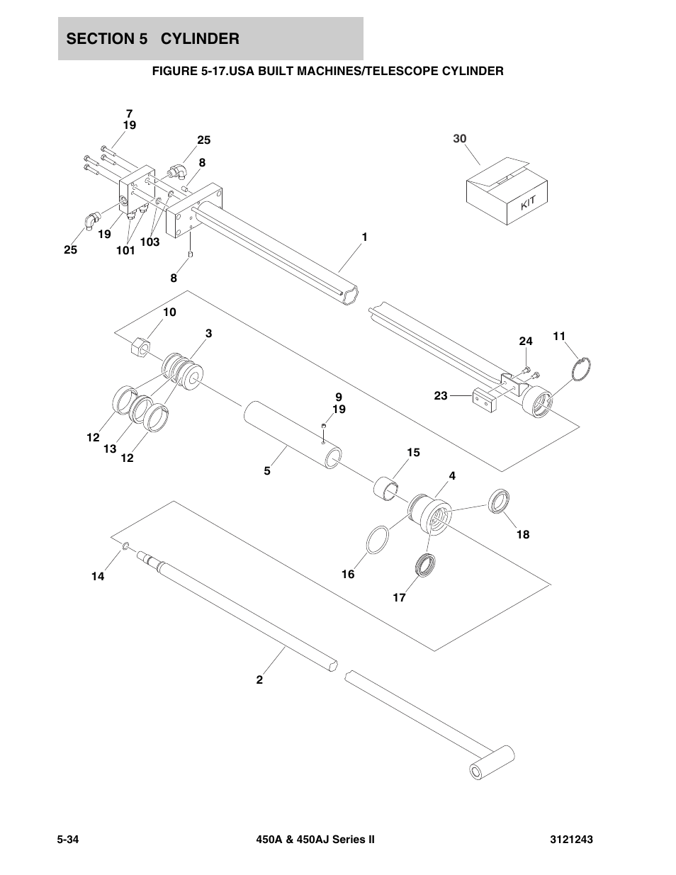 Figure 5-17. usa built machines/telescope cylinder, Usa built machines/telescope cylinder -34 | JLG 450A_AJ Series II Parts Manual User Manual | Page 344 / 494