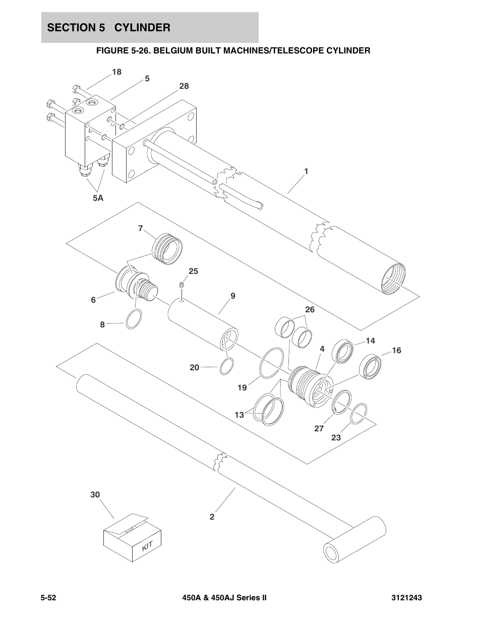 Belgium built machines/telescope cylinder -52 | JLG 450A_AJ Series II Parts Manual User Manual | Page 362 / 494