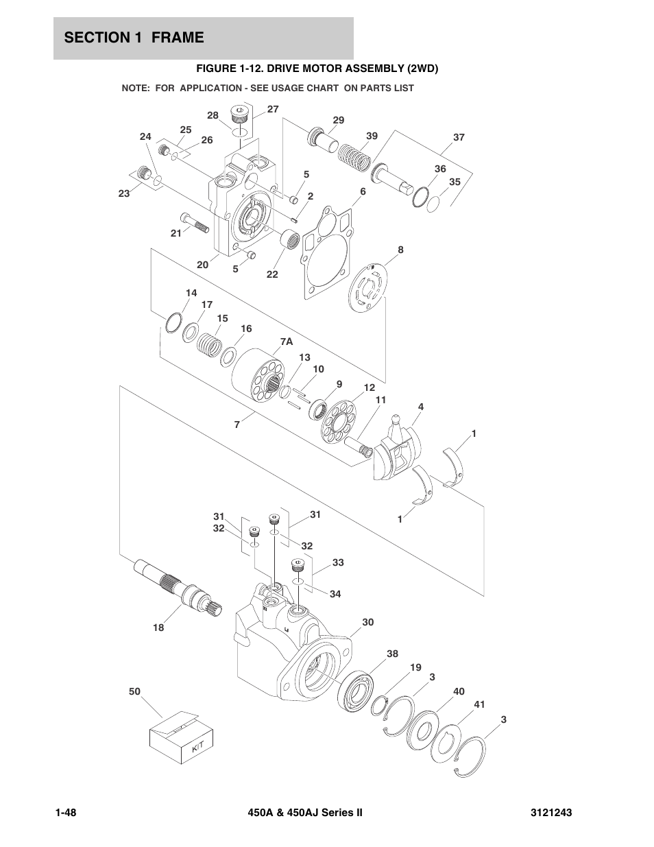 Figure 1-12. drive motor assembly (2wd) | JLG 450A_AJ Series II Parts Manual User Manual | Page 56 / 494