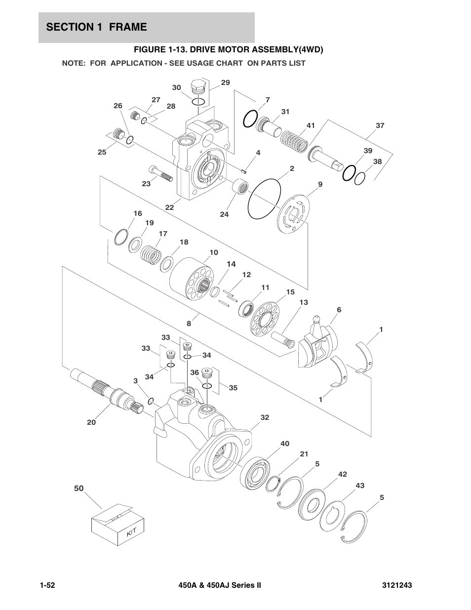 Figure 1-13. drive motor assembly(4wd) | JLG 450A_AJ Series II Parts Manual User Manual | Page 60 / 494