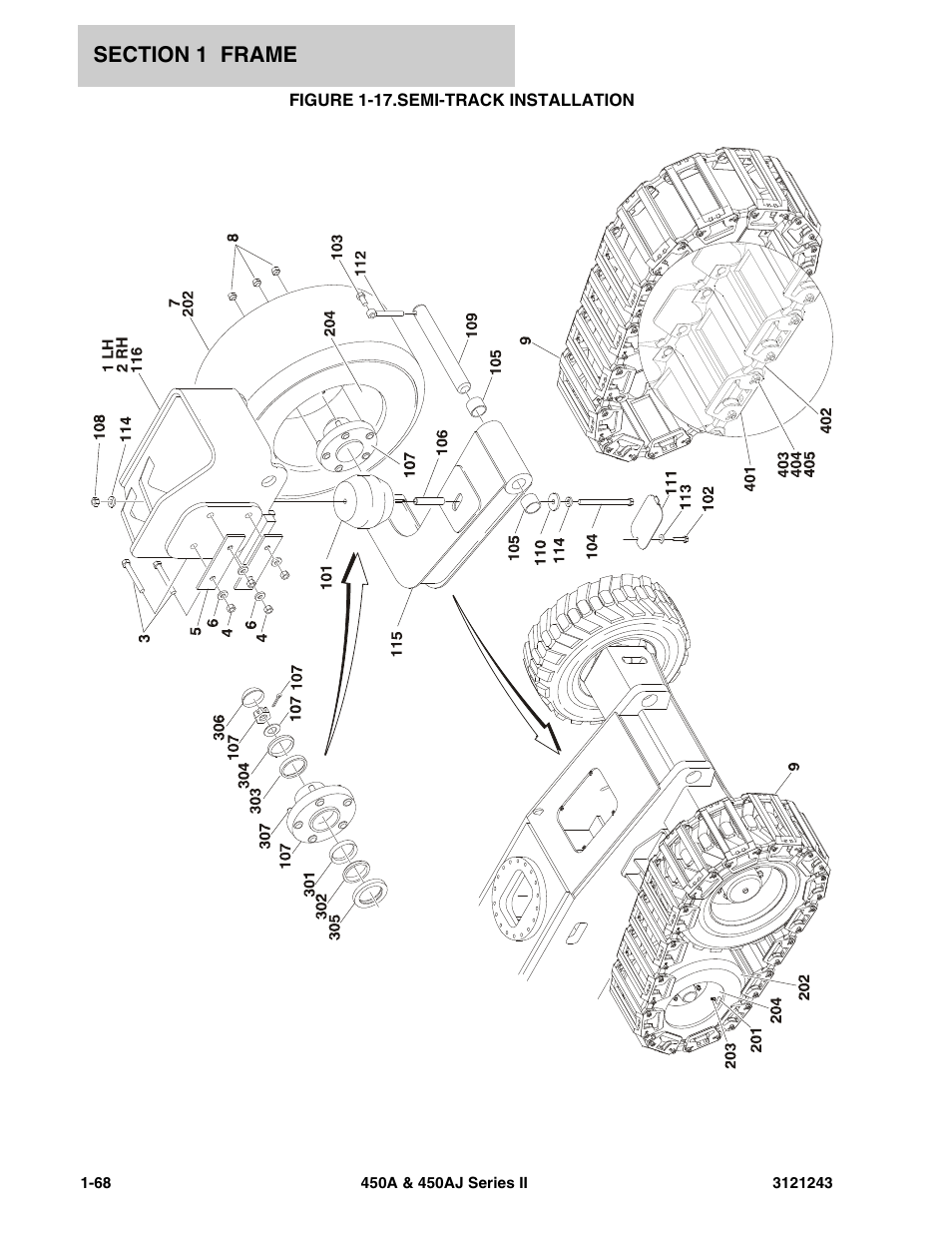 Figure 1-17. semi-track installation, Semi-track installation -68 | JLG 450A_AJ Series II Parts Manual User Manual | Page 76 / 494