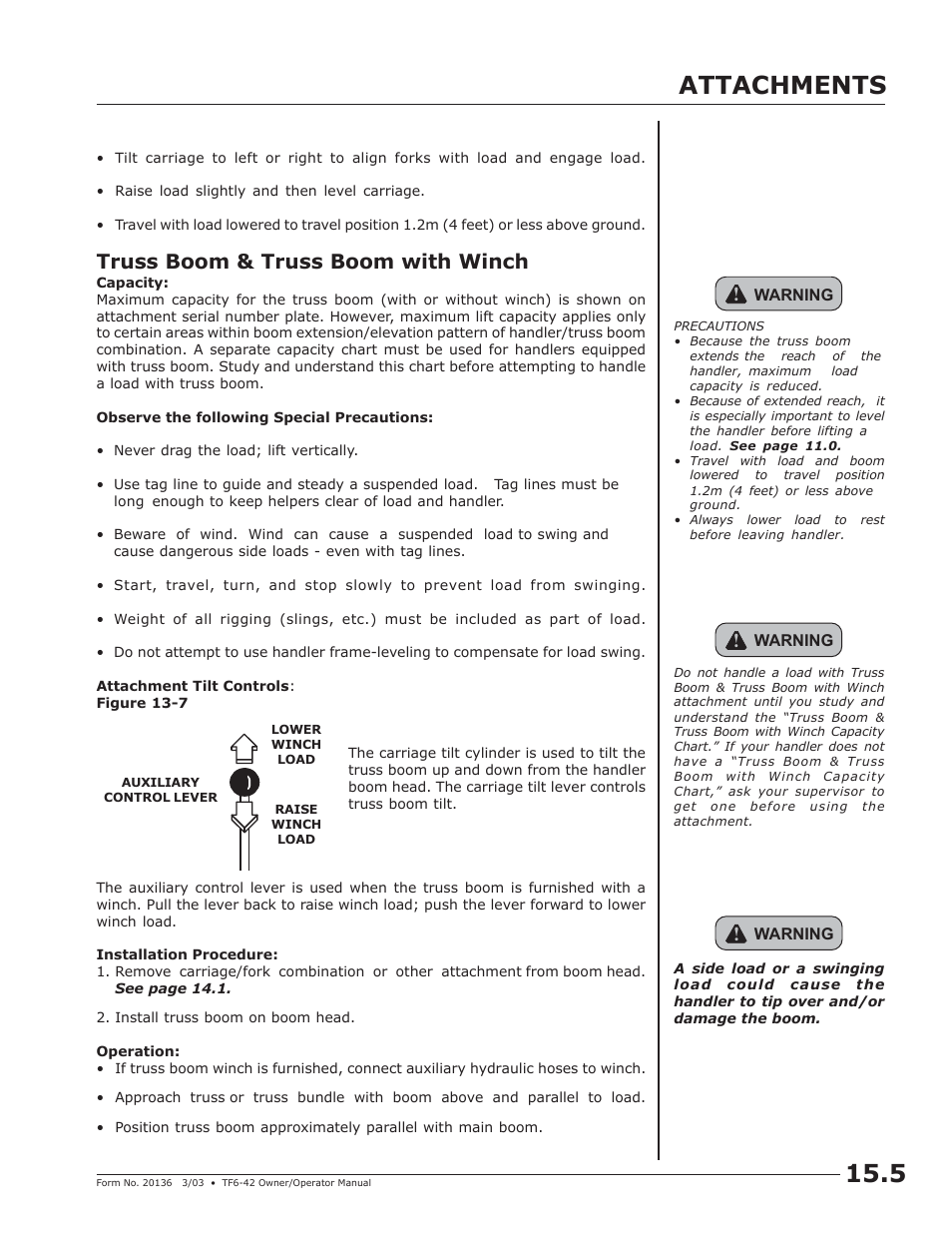 Attachments, Truss boom & truss boom with winch | JLG TF6-42 (9150-4003) Operator Manual User Manual | Page 43 / 92