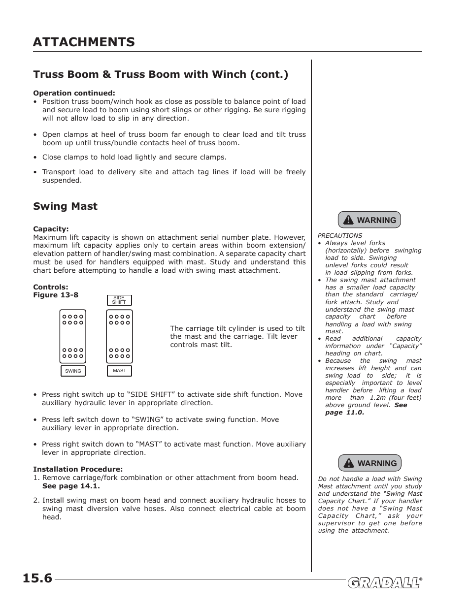 Attachments, Truss boom & truss boom with winch (cont.), Swing mast | JLG TF6-42 (9150-4003) Operator Manual User Manual | Page 44 / 92