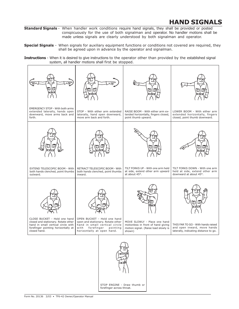 Hand signals | JLG TF6-42 (9150-4003) Operator Manual User Manual | Page 59 / 92