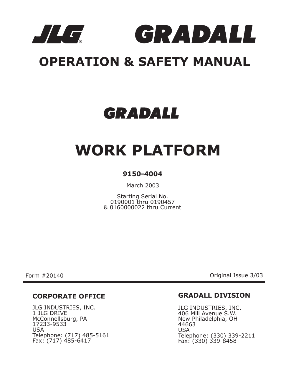 Work platform, Operation & safety manual | JLG TF6-42 (9150-4003) Operator Manual User Manual | Page 61 / 92