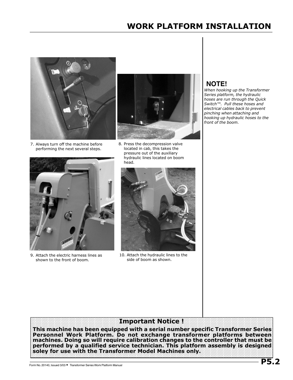 P5.2, Work platform installation, Important notice | JLG TF6-42 (9150-4003) Operator Manual User Manual | Page 77 / 92