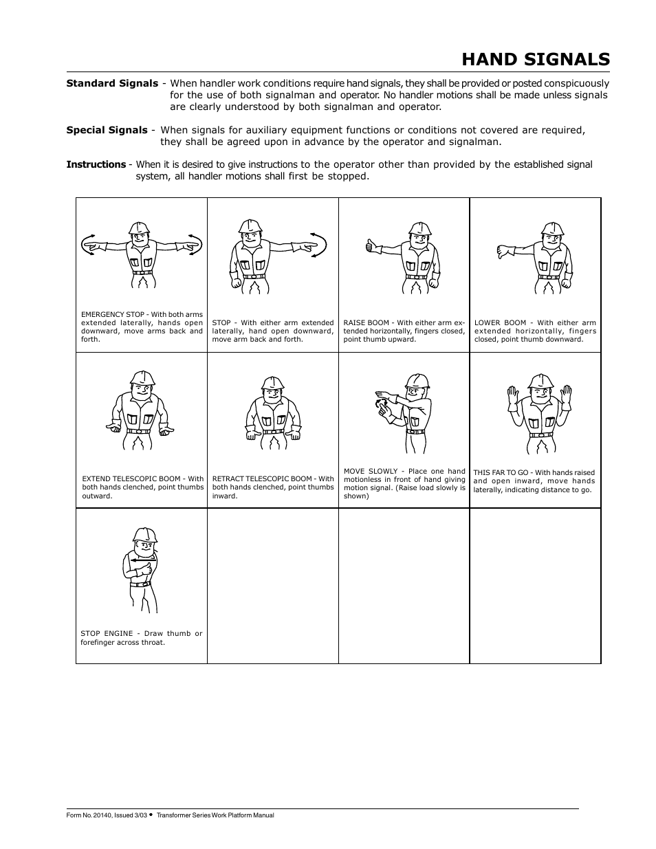 Hand signals | JLG TF6-42 (9150-4003) Operator Manual User Manual | Page 91 / 92