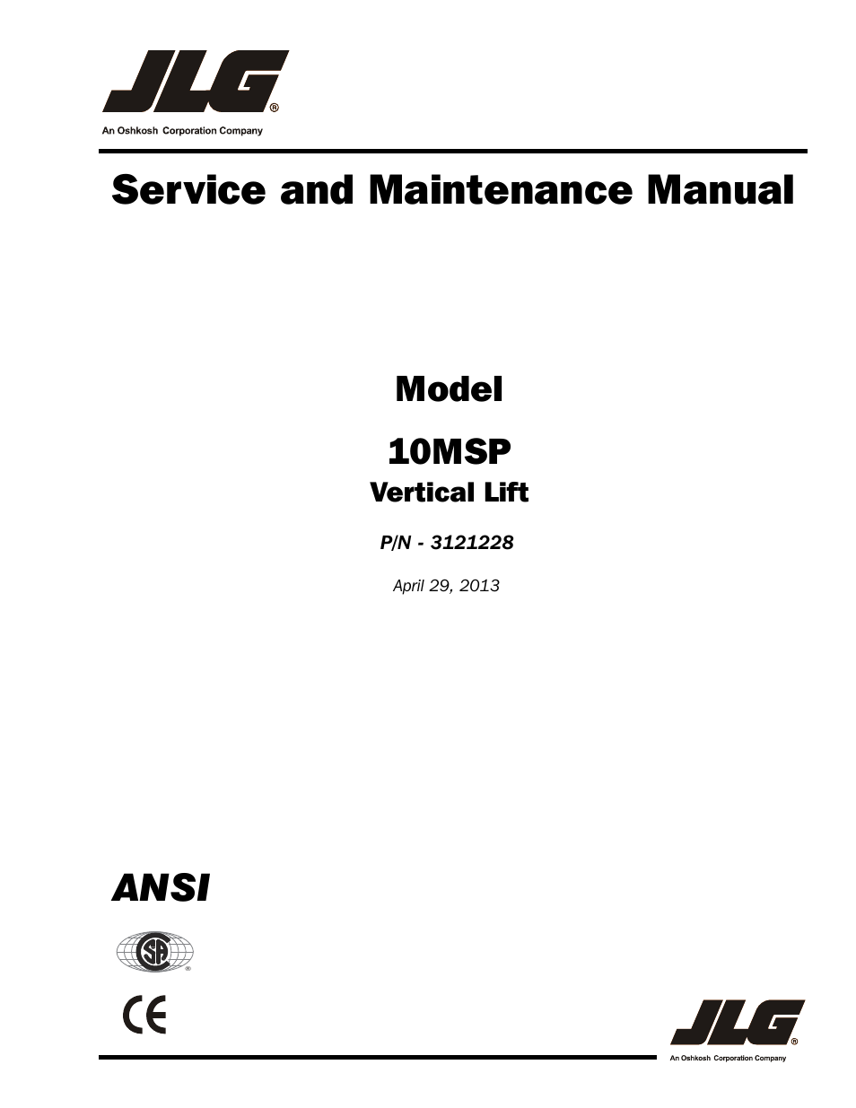 JLG 10MSP Service Manual User Manual | 154 pages