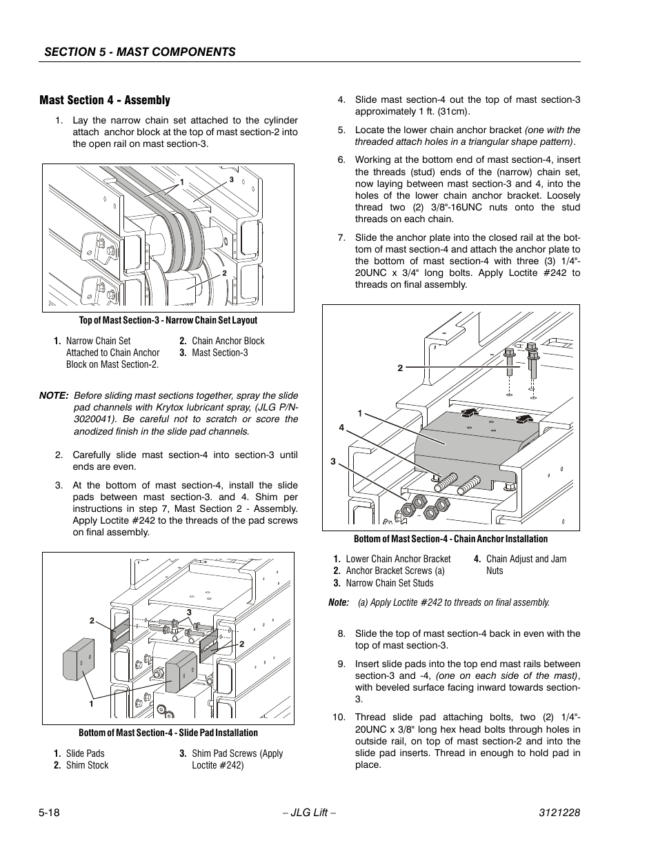 Mast section 4 - assembly, Mast section 4 - assembly -18 | JLG 10MSP Service Manual User Manual | Page 100 / 154