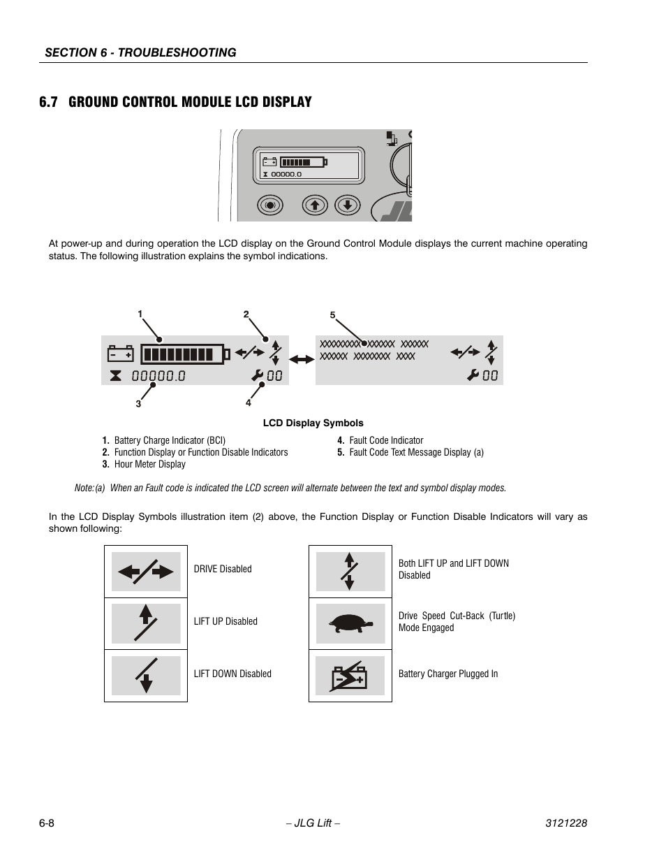 7 ground control module lcd display, 7 ground control module lcd display -8 | JLG 10MSP Service Manual User Manual | Page 112 / 154