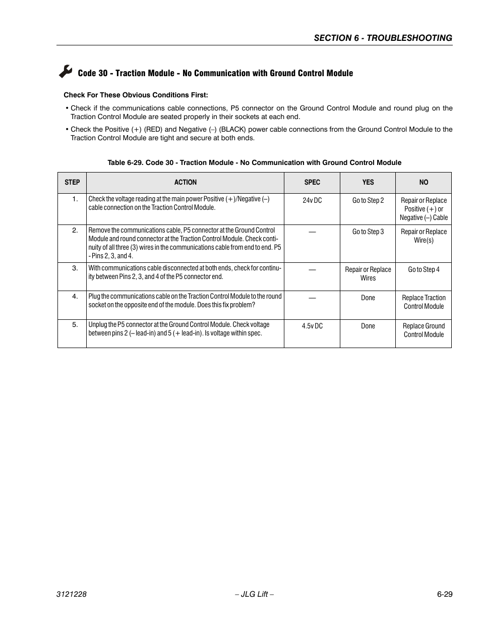 See table 6-29, Ge 6-29 | JLG 10MSP Service Manual User Manual | Page 133 / 154