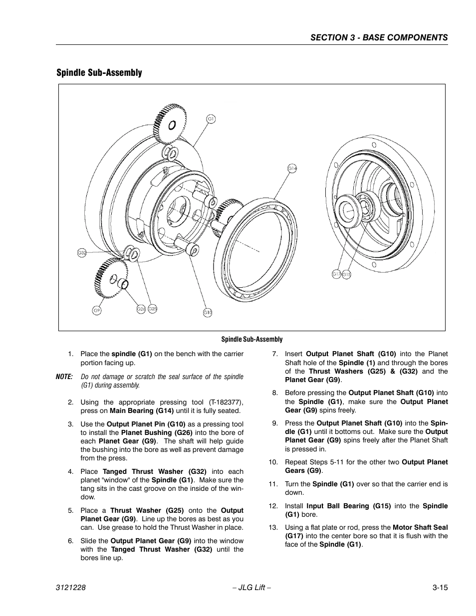 Spindle sub-assembly, Spindle sub-assembly -15 | JLG 10MSP Service Manual User Manual | Page 47 / 154