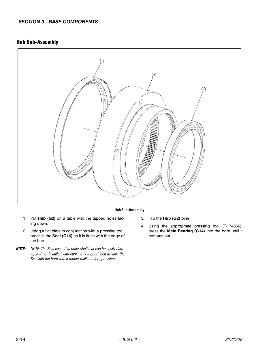 Hub sub-assembly, Hub sub-assembly -16 | JLG 10MSP Service Manual User Manual | Page 48 / 154