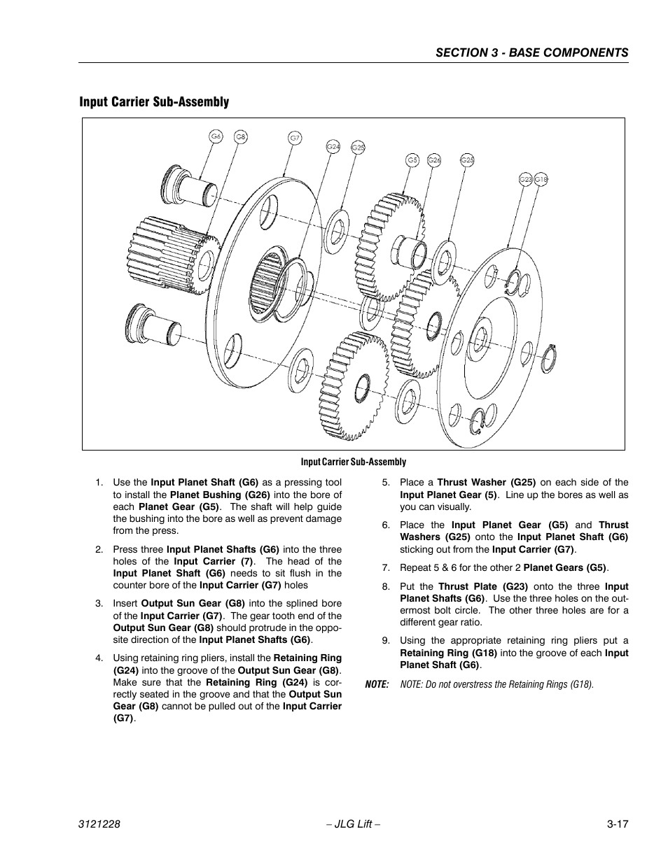 Input carrier sub-assembly, Input carrier sub-assembly -17 | JLG 10MSP Service Manual User Manual | Page 49 / 154