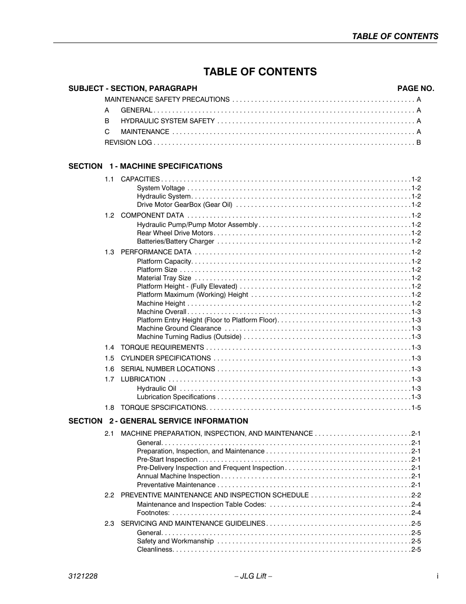 JLG 10MSP Service Manual User Manual | Page 5 / 154