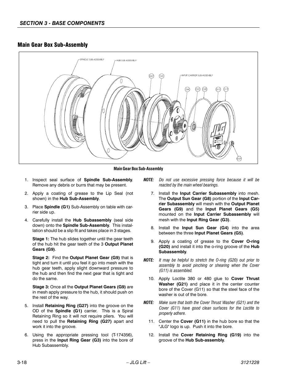 Main gear box sub-assembly, Main gear box sub-assembly -18 | JLG 10MSP Service Manual User Manual | Page 50 / 154