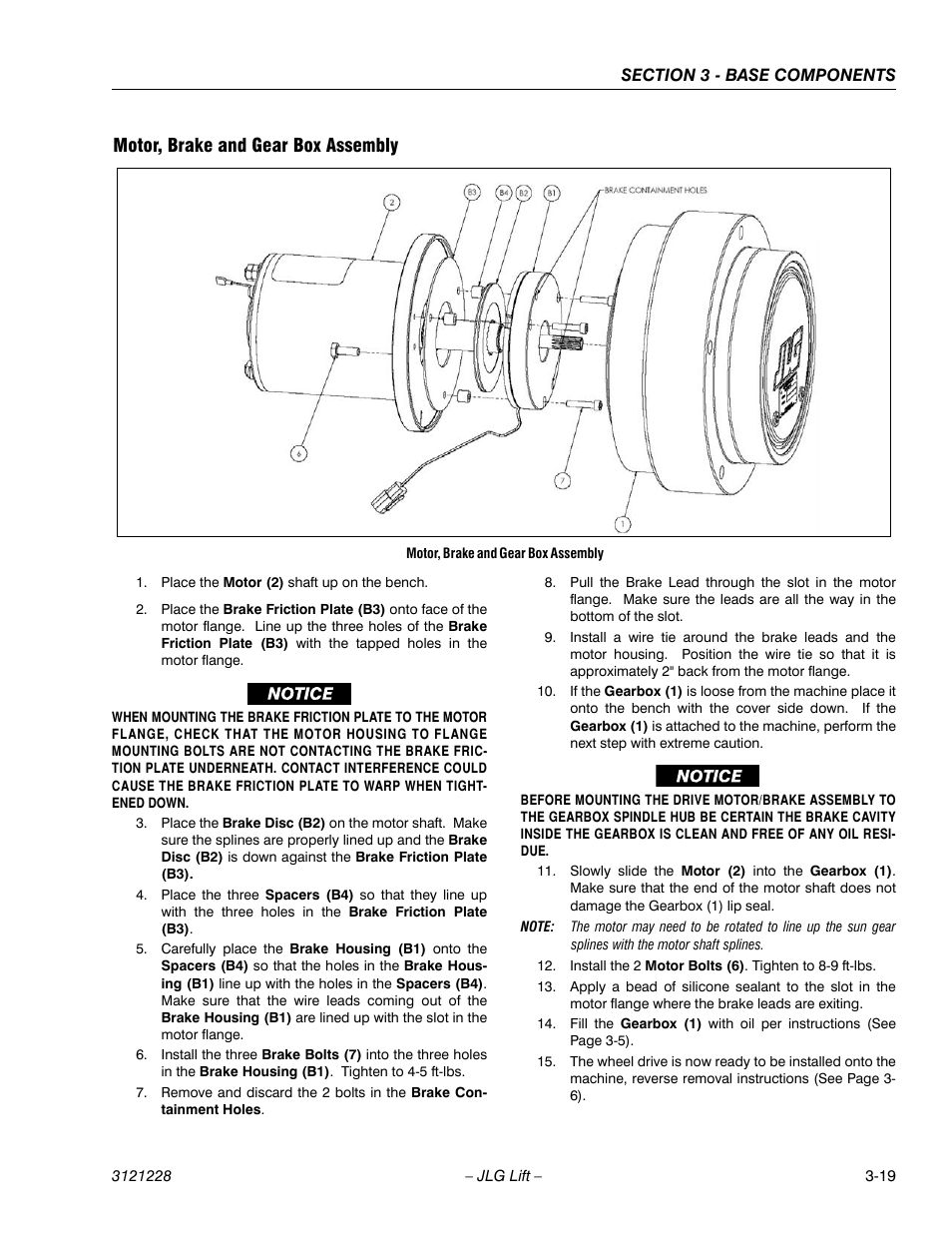 Motor, brake and gear box assembly, Motor, brake and gear box assembly -19 | JLG 10MSP Service Manual User Manual | Page 51 / 154