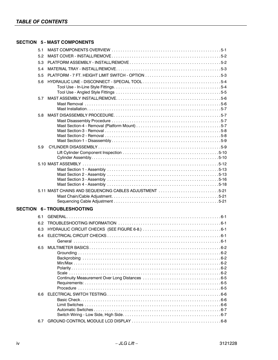 JLG 10MSP Service Manual User Manual | Page 8 / 154