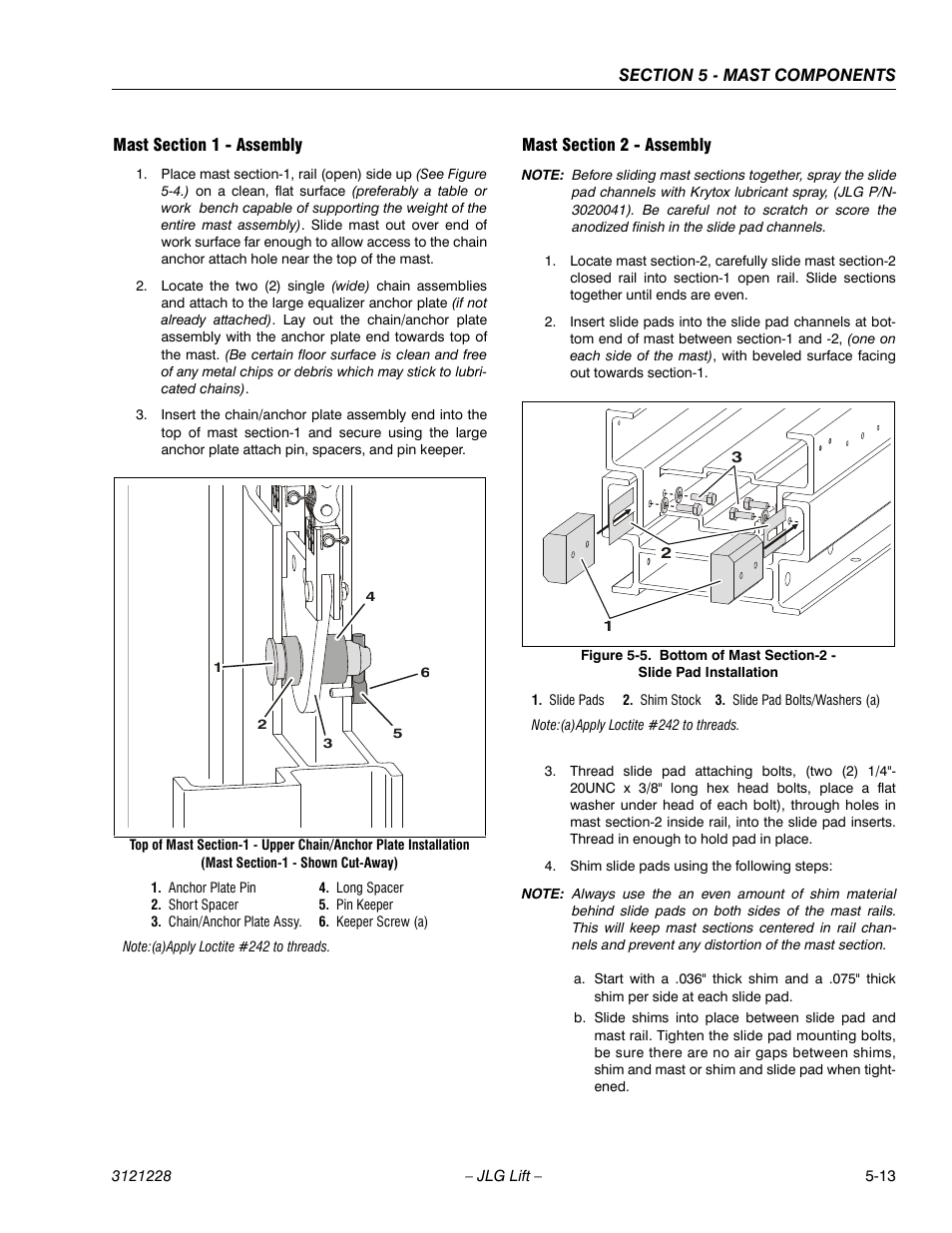 Mast section 1 - assembly, Mast section 2 - assembly | JLG 10MSP Service Manual User Manual | Page 95 / 154