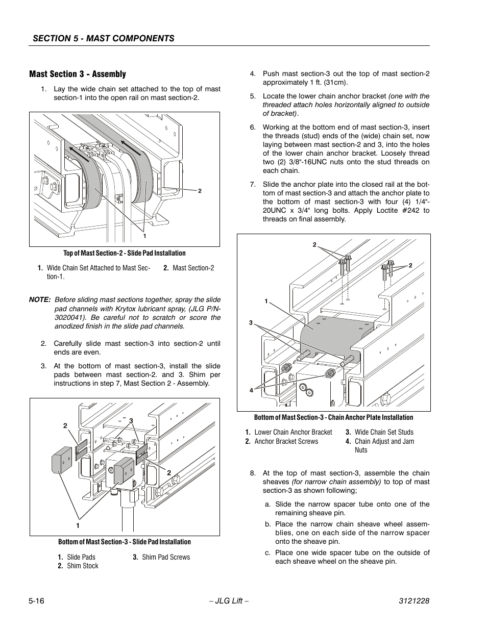 Mast section 3 - assembly, Mast section 3 - assembly -16 | JLG 10MSP Service Manual User Manual | Page 98 / 154