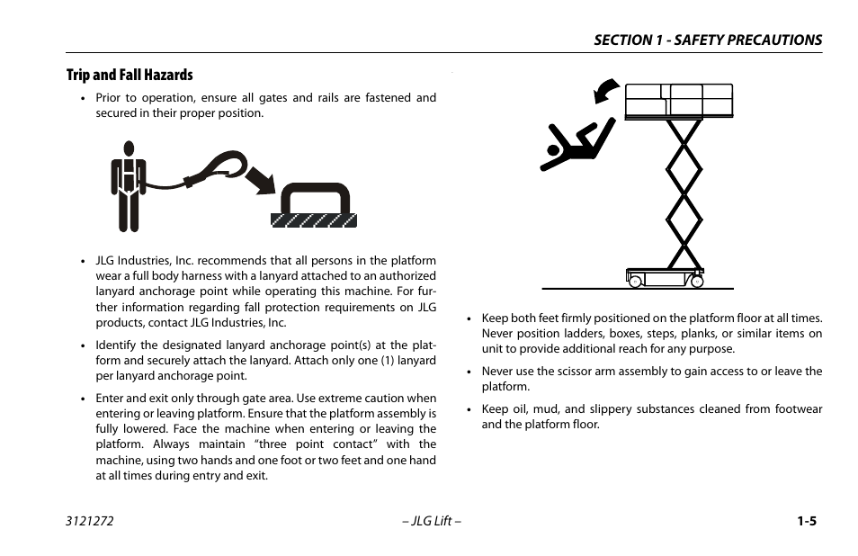 Trip and fall hazards, Trip and fall hazards -5 | JLG 3248RS/10RS Operator Manual User Manual | Page 15 / 98