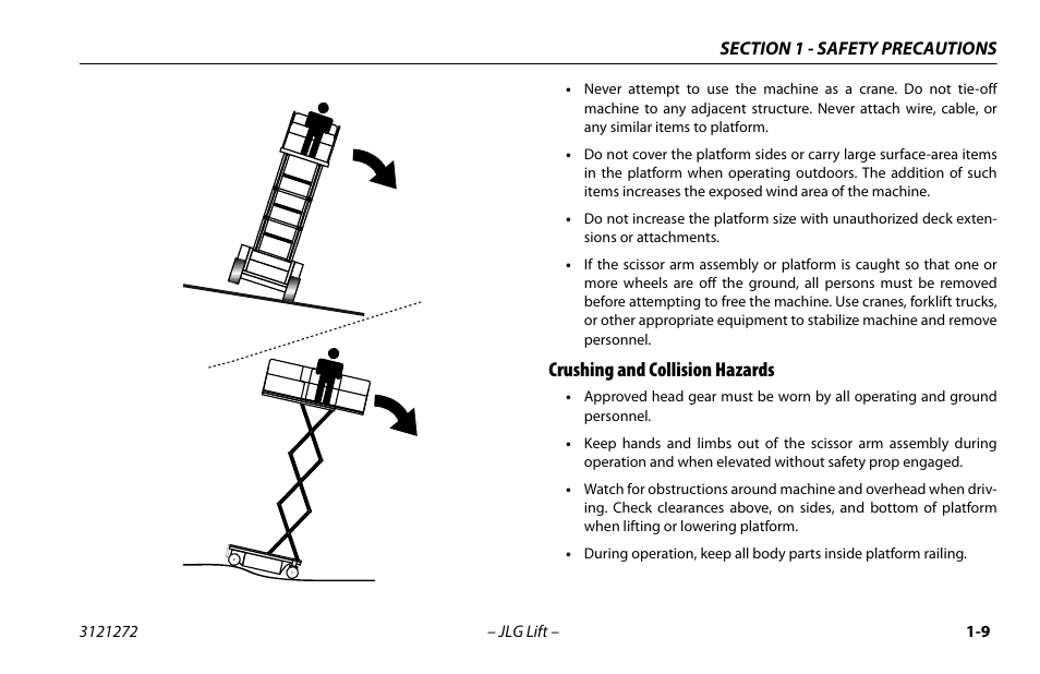 Crushing and collision hazards, Crushing and collision hazards -9 | JLG 3248RS/10RS Operator Manual User Manual | Page 19 / 98