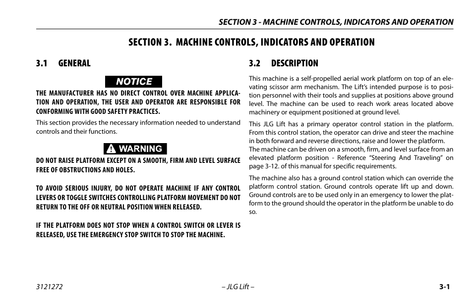 1 general, 2 description, General -1 | Description -1 | JLG 3248RS/10RS Operator Manual User Manual | Page 33 / 98