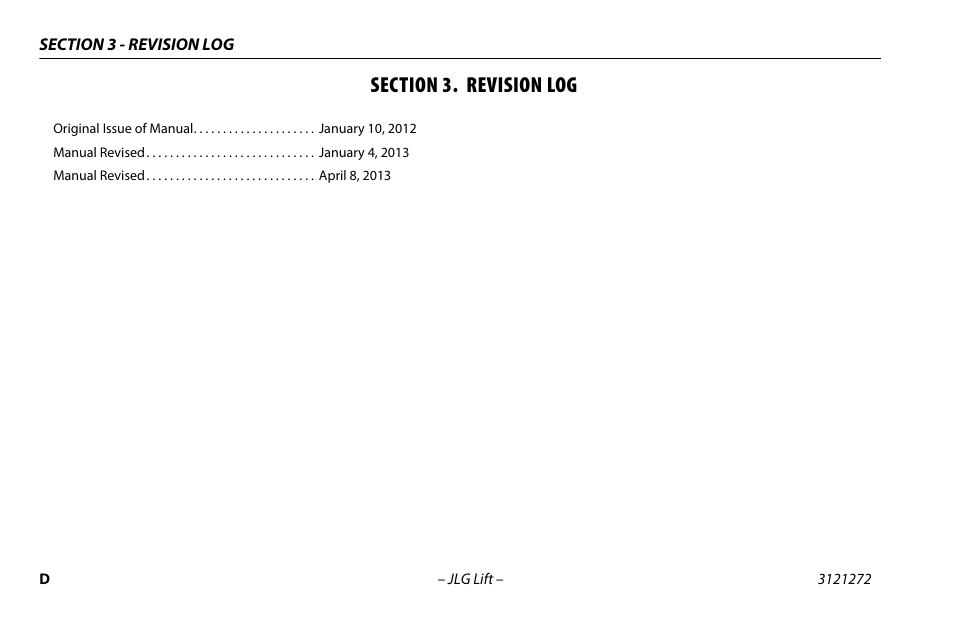 Section 3. revision log | JLG 3248RS/10RS Operator Manual User Manual | Page 6 / 98