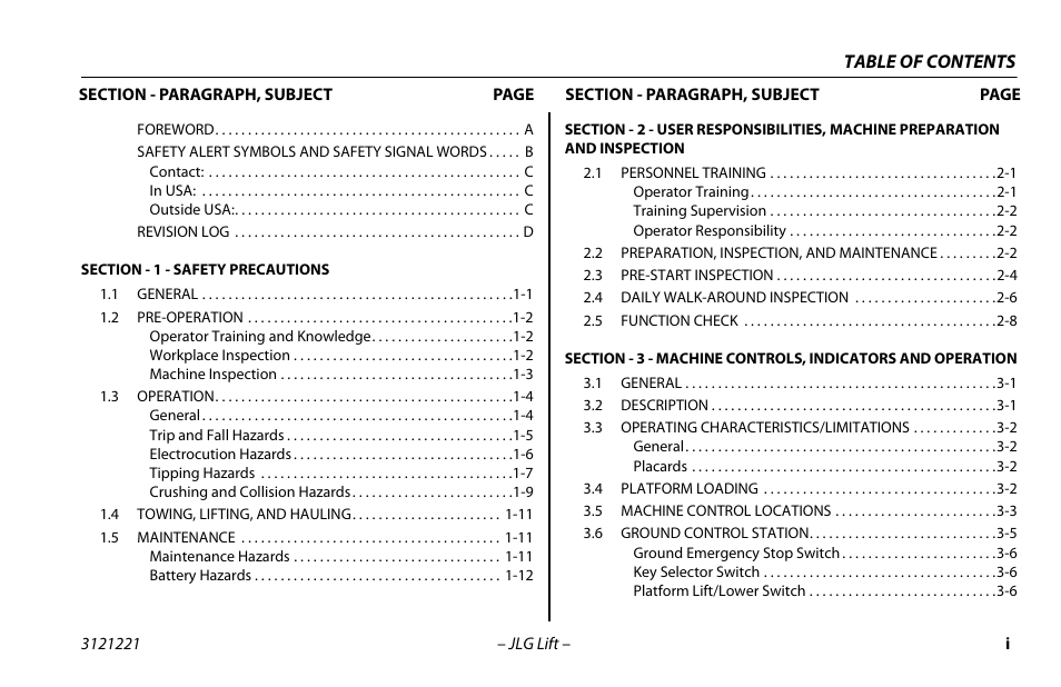 JLG 3248RS/10RS Operator Manual User Manual | Page 7 / 98