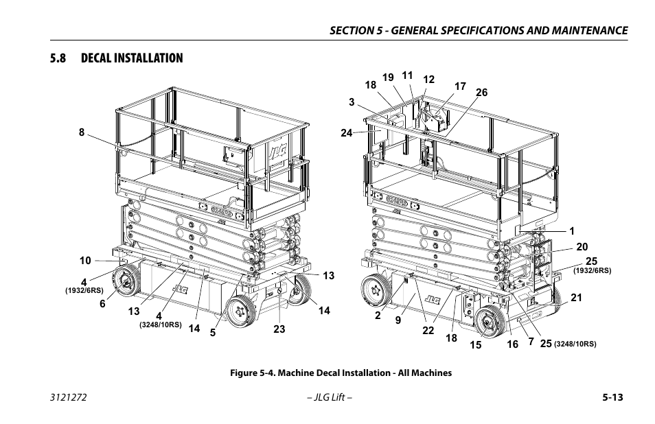 8 decal installation, Decal installation -13, Machine decal installation - all machines -12 | JLG 3248RS/10RS Operator Manual User Manual | Page 77 / 98