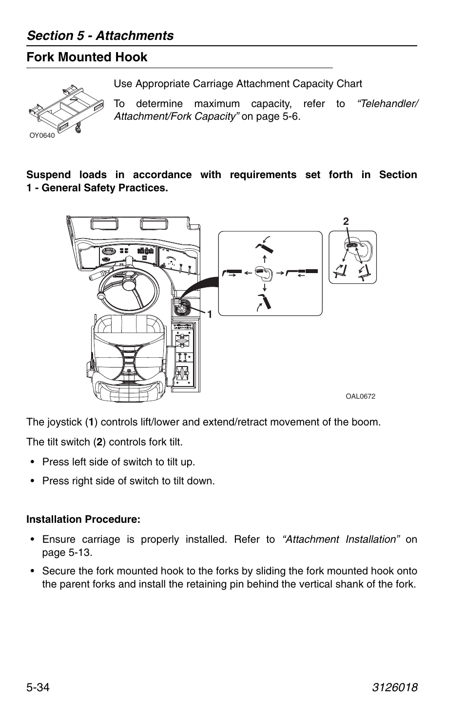 Fork mounted hook, Fork mounted hook -34 | JLG G12-55A Operator Manual User Manual | Page 108 / 164