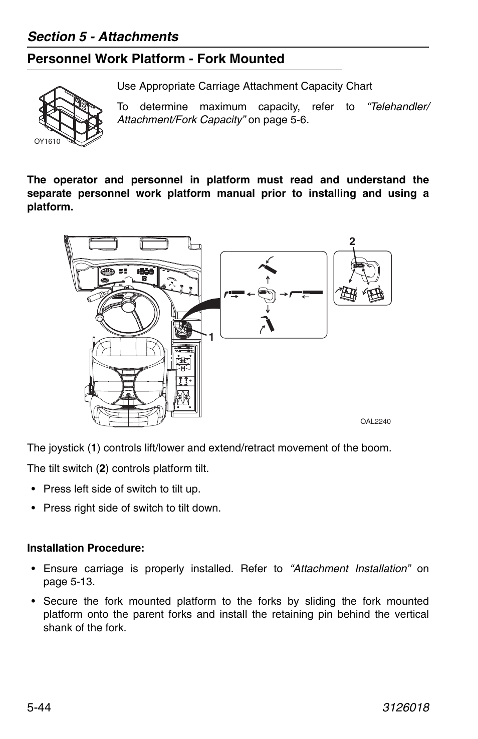 Personnel work platform - fork mounted, Personnel work platform - fork mounted -44 | JLG G12-55A Operator Manual User Manual | Page 118 / 164