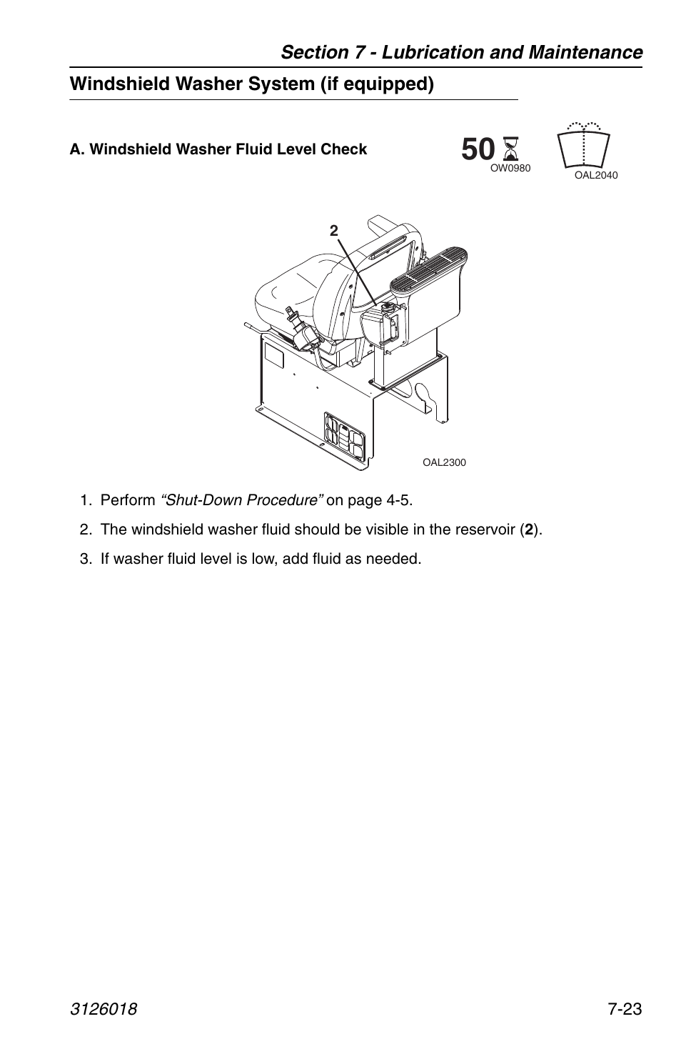 Windshield washer system (if equipped), Windshield washer system (if equipped) -23 | JLG G12-55A Operator Manual User Manual | Page 145 / 164