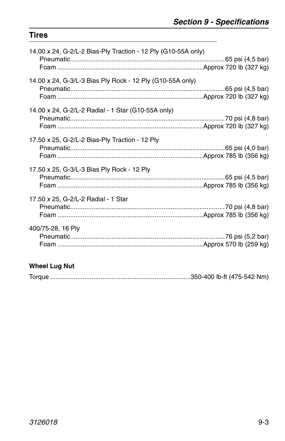 Tires, Tires -3 | JLG G12-55A Operator Manual User Manual | Page 151 / 164