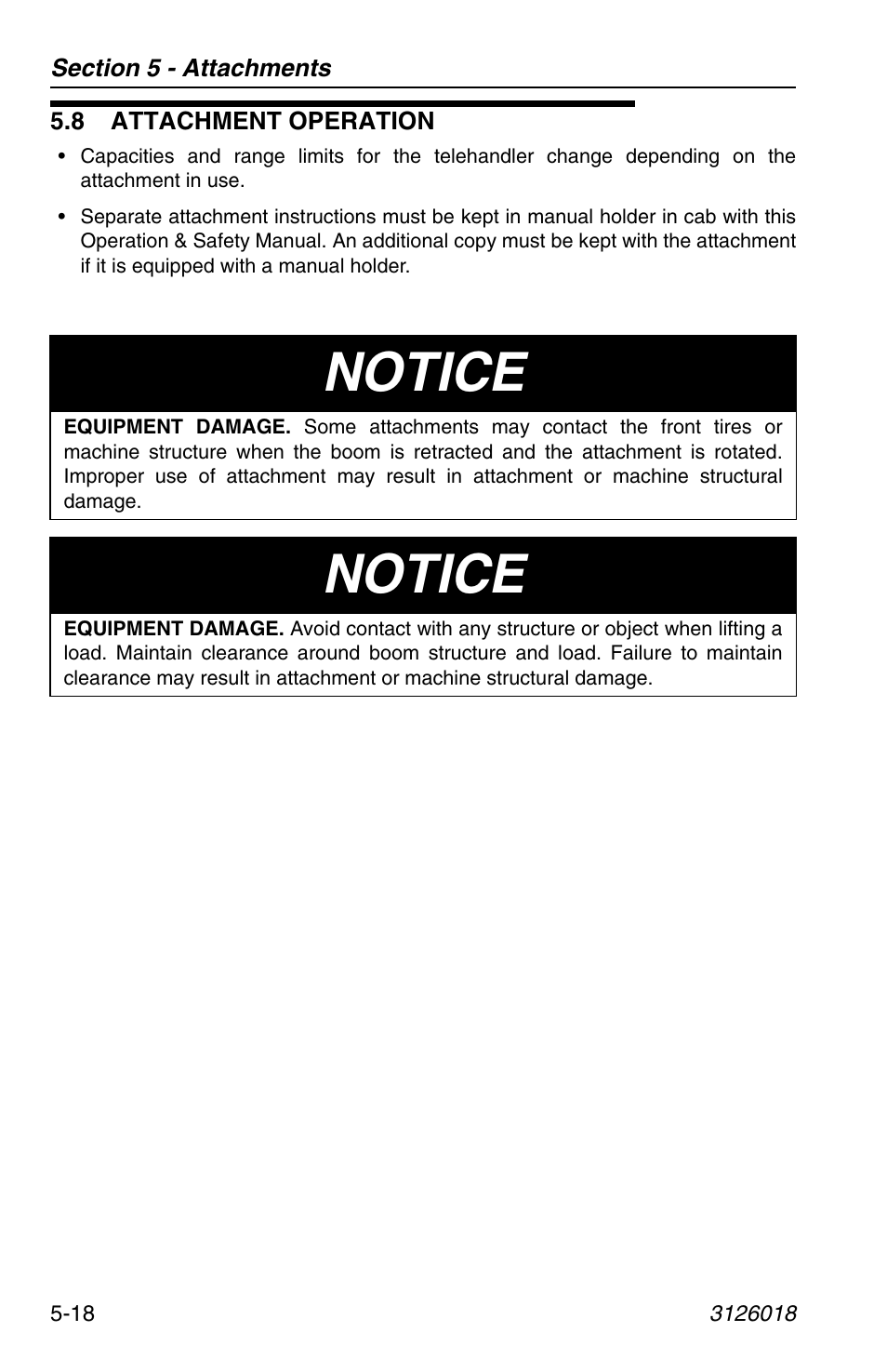 8 attachment operation, 8 attachment operation -18, Notice | JLG G12-55A Operator Manual User Manual | Page 92 / 164