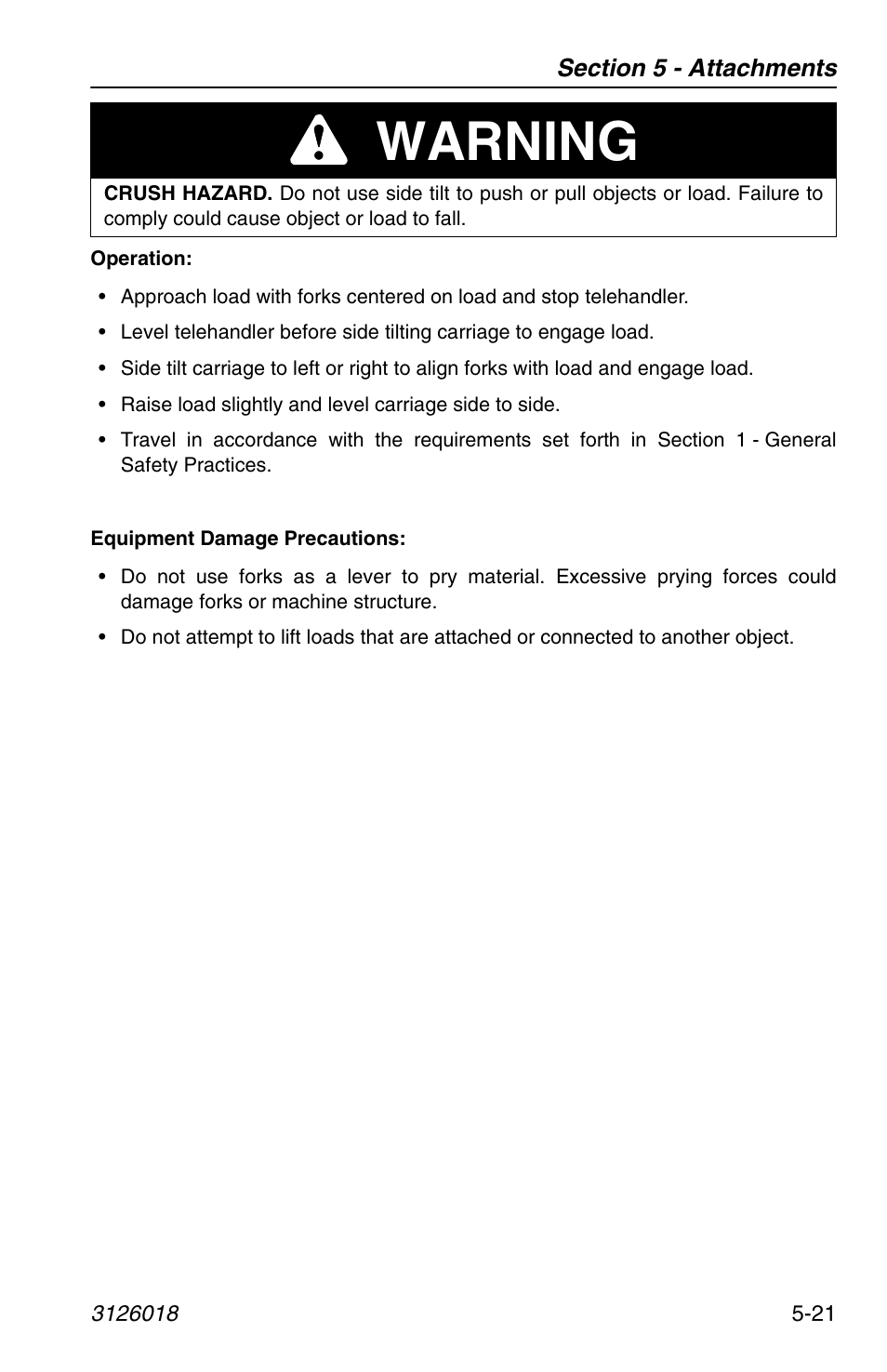 Warning | JLG G12-55A Operator Manual User Manual | Page 95 / 164