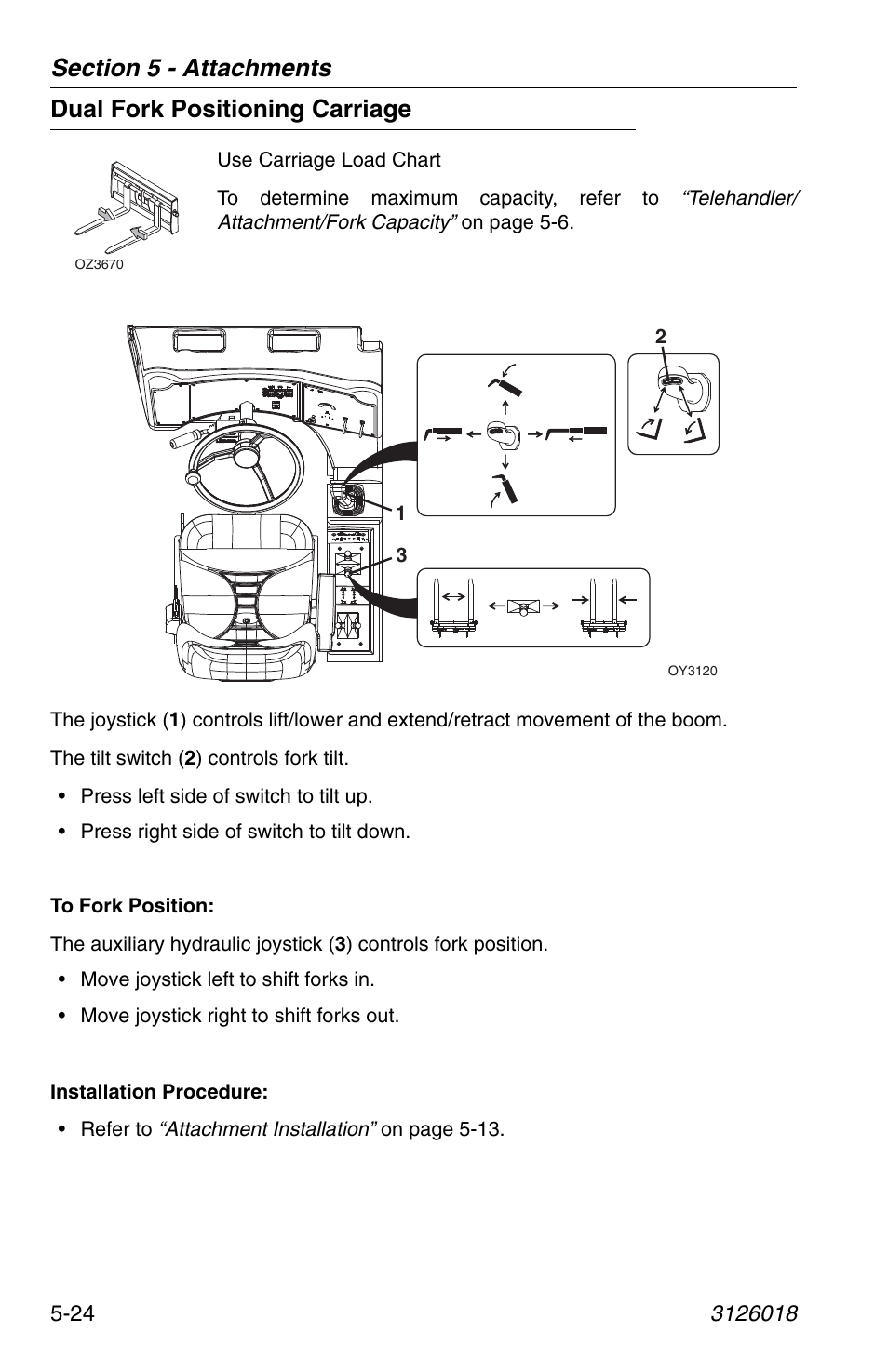 Dual fork positioning carriage, Dual fork positioning carriage -24 | JLG G12-55A Operator Manual User Manual | Page 98 / 164