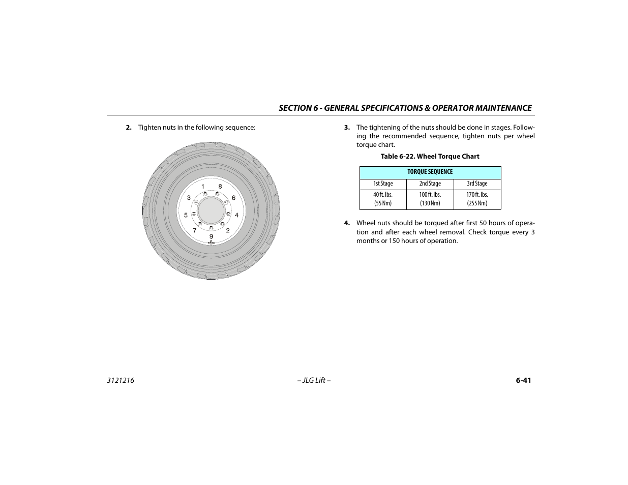 22 wheel torque chart -41 | JLG 460SJ Operator Manual User Manual | Page 137 / 148