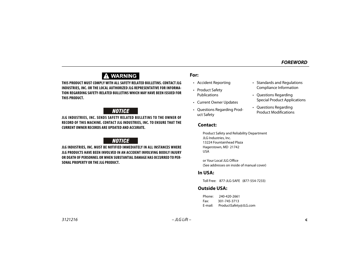 JLG 460SJ Operator Manual User Manual | Page 5 / 148