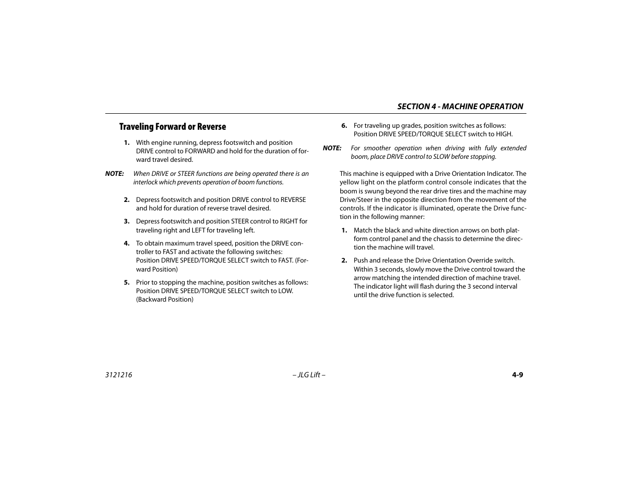 Traveling forward or reverse, Traveling forward or reverse -9 | JLG 460SJ Operator Manual User Manual | Page 67 / 148