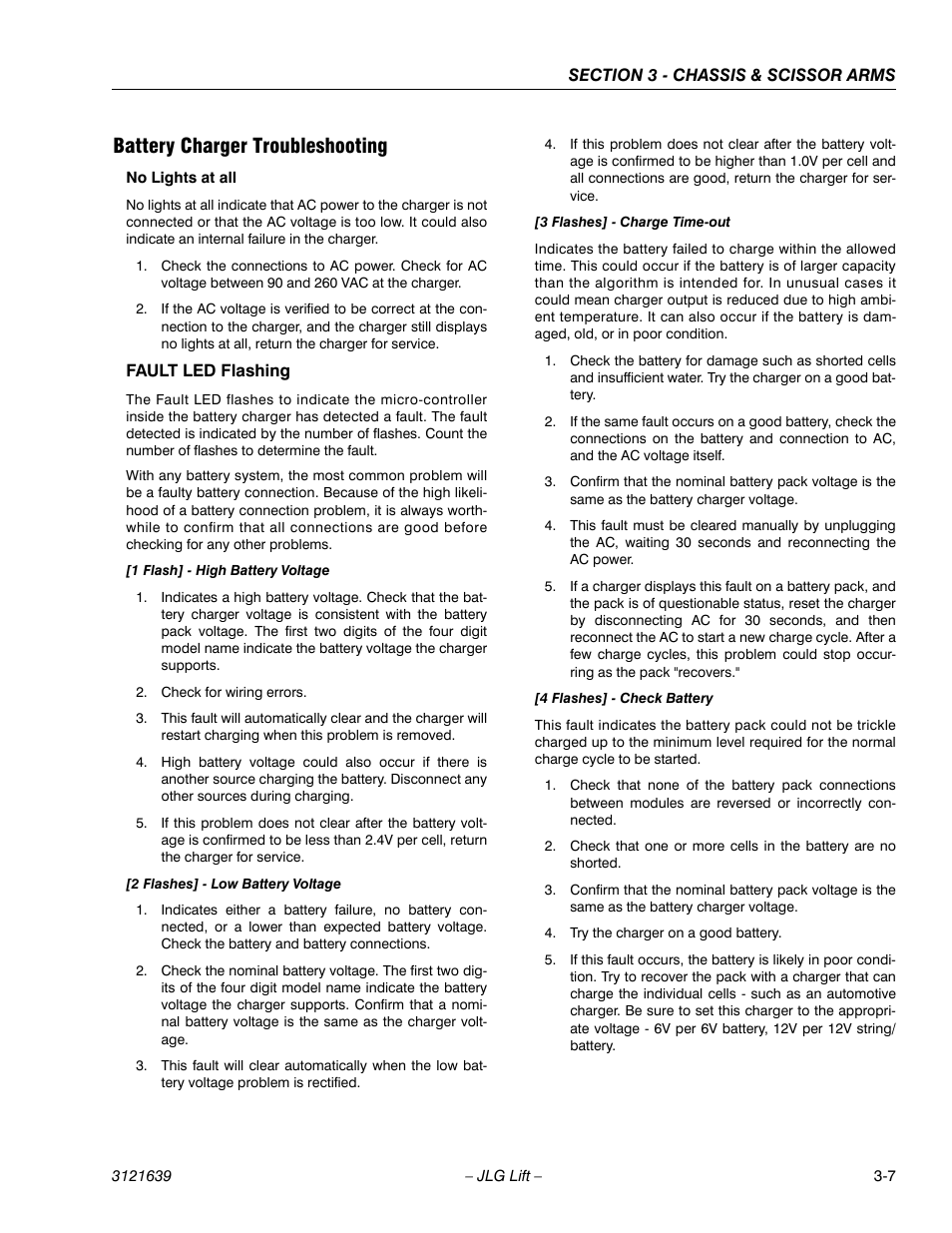 Battery charger troubleshooting -7, Battery charger troubleshooting | JLG M4069 Service Manual User Manual | Page 39 / 138