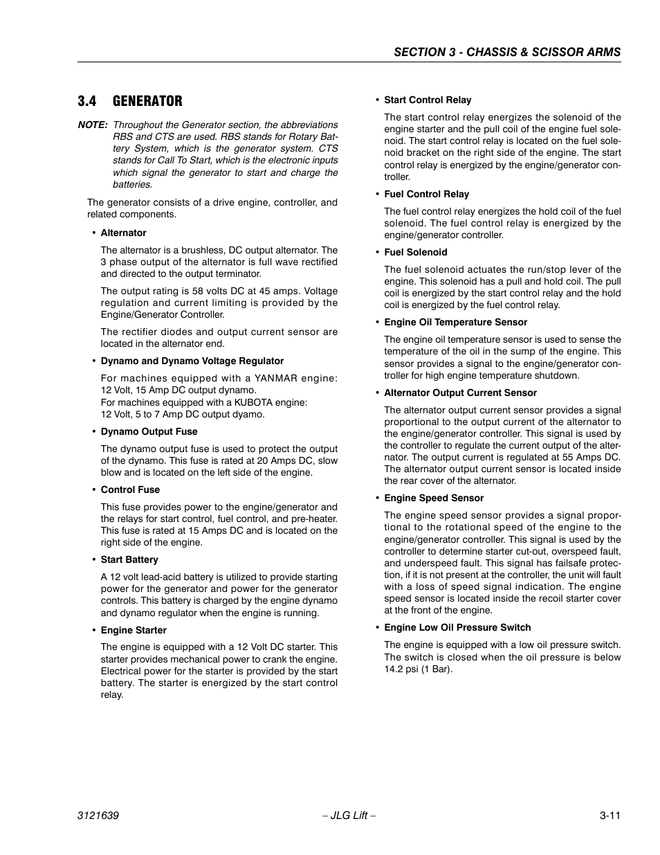 Generator -11, 4 generator | JLG M4069 Service Manual User Manual | Page 43 / 138