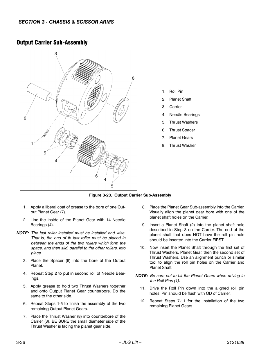 Output carrier sub-assembly -36, Output carrier sub-assembly | JLG M4069 Service Manual User Manual | Page 68 / 138