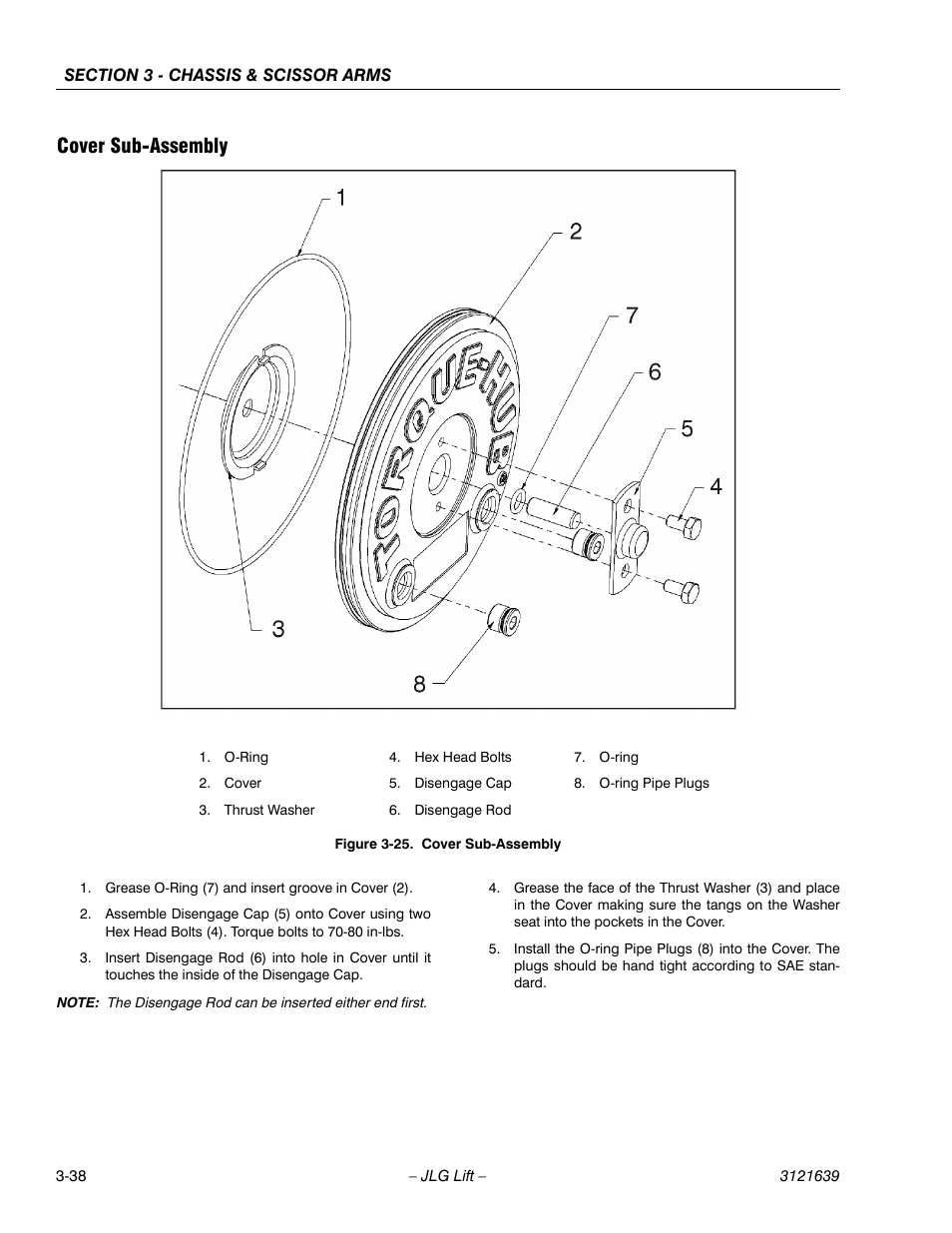 Cover sub-assembly -38, Cover sub-assembly | JLG M4069 Service Manual User Manual | Page 70 / 138