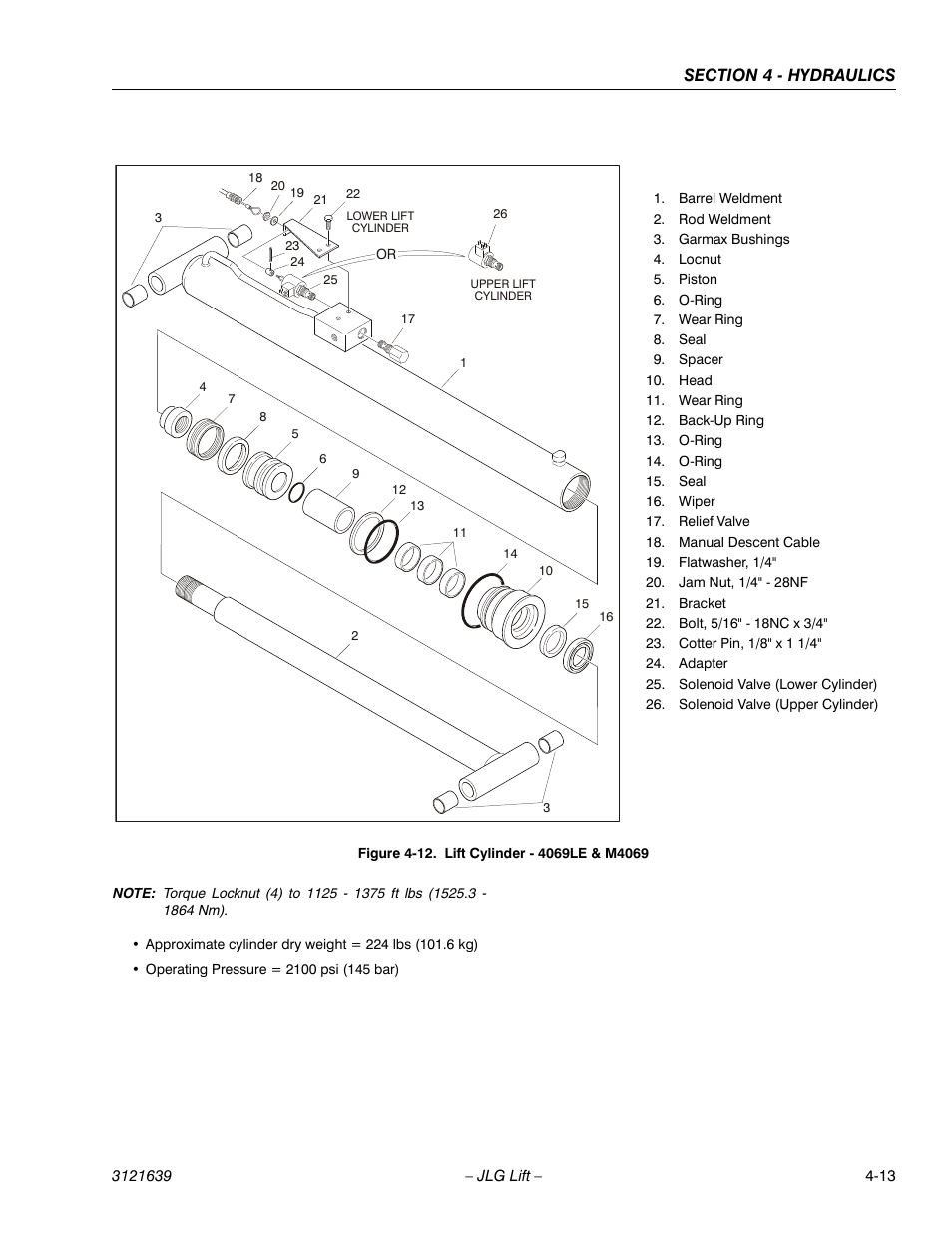 Lift cylinder - 4069le & m4069 -13 | JLG M4069 Service Manual User Manual | Page 85 / 138