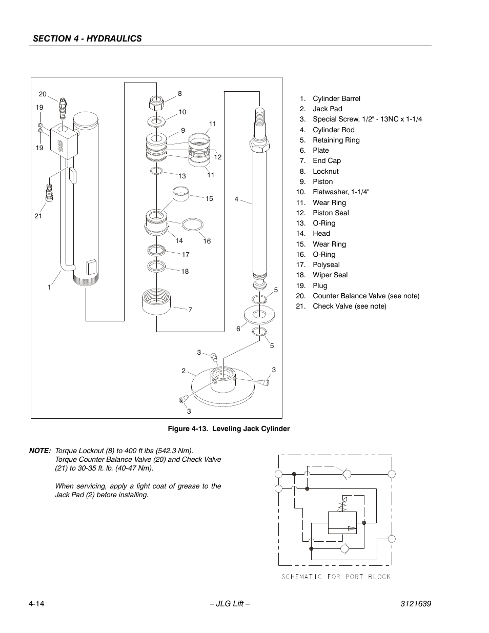 Leveling jack cylinder -14 | JLG M4069 Service Manual User Manual | Page 86 / 138