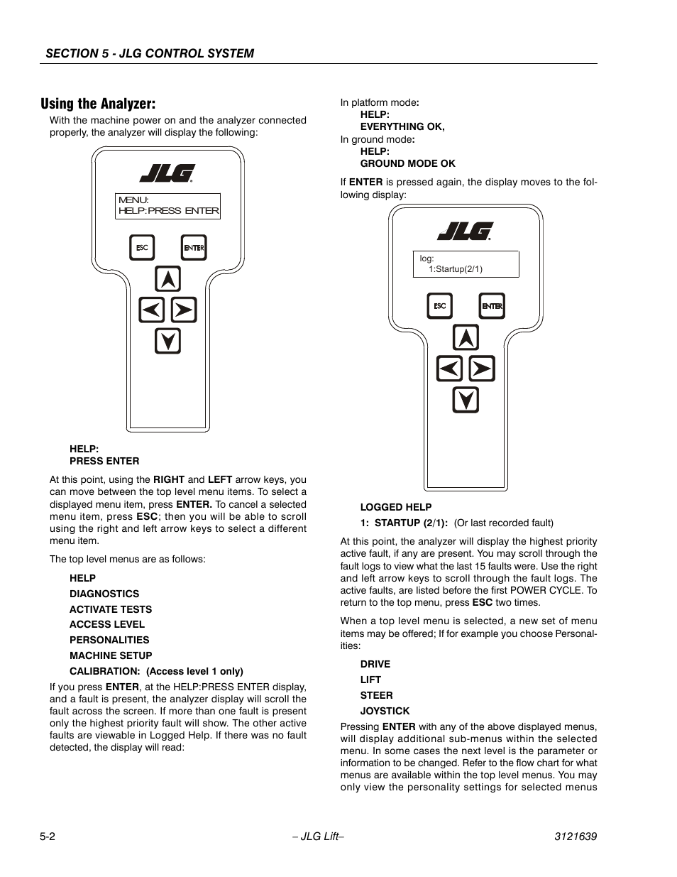 Using the analyzer: -2, Using the analyzer | JLG M4069 Service Manual User Manual | Page 94 / 138