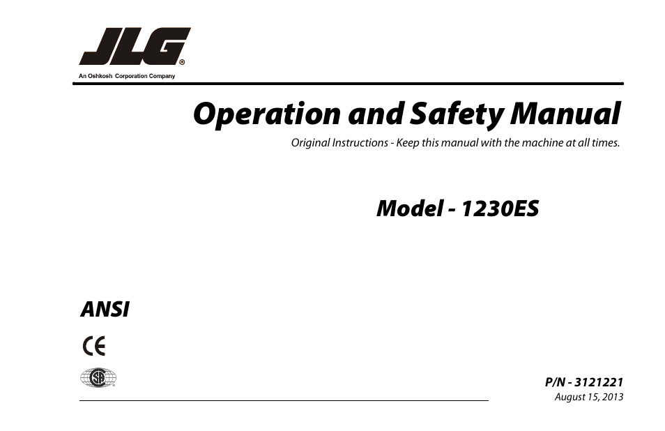 JLG 1230ES Operator Manual User Manual | 96 pages
