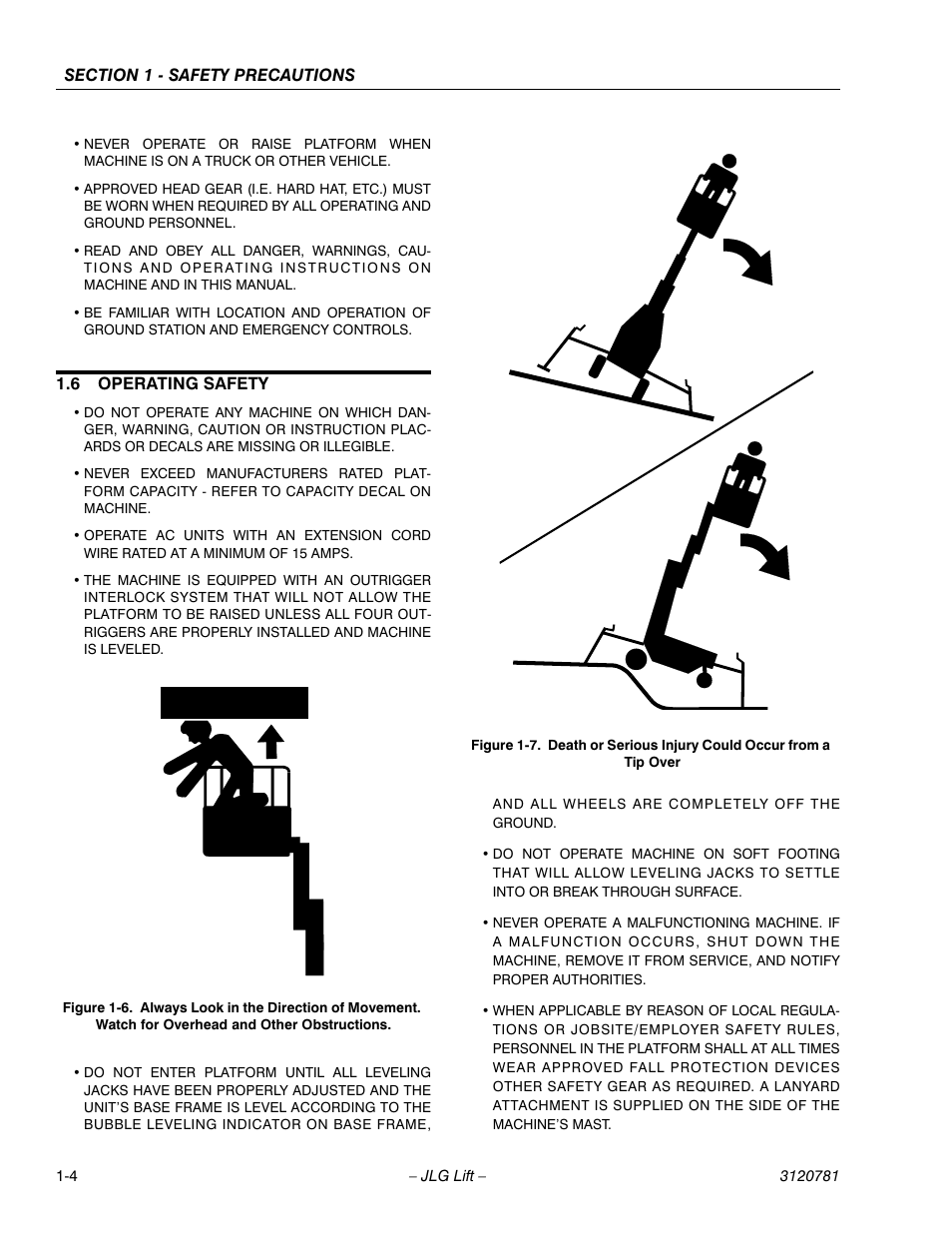 6 operating safety, Operating safety -4 | JLG 41EL Operator Manual User Manual | Page 14 / 54