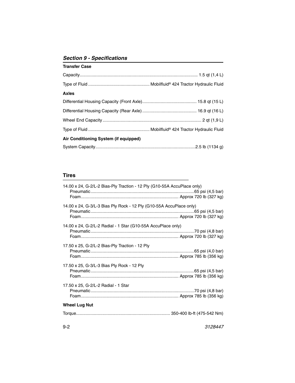 Tires, Tires -2 | JLG G12-55A AccuPlace Operator Manual User Manual | Page 130 / 142